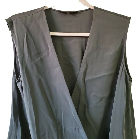 Tibi Dress 2 Dark Green Silk Wrap‎ Cap Sleeve Crepe Pockets Knee-length  Party - Picture 8 of 12